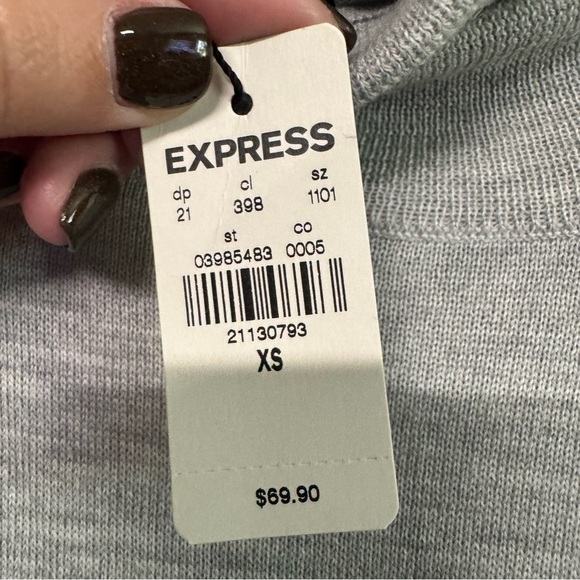 NWT Express mock neck turtleneck sweater gray merino wool blend - Picture 6 of 12